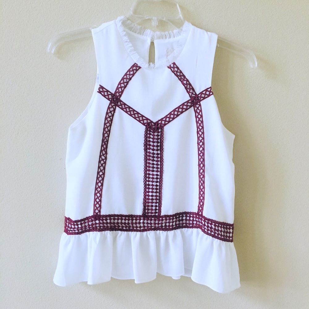 Anthropologie Moon River Sleeveless Fringe Blouse